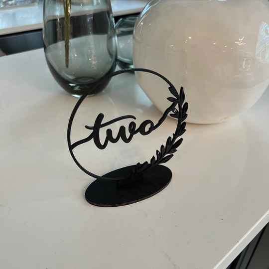 Table Numbers Wedding, Circle Floral Numbers, Gold, Silver, Rose Black Wood, Acrylic Setting Decoration