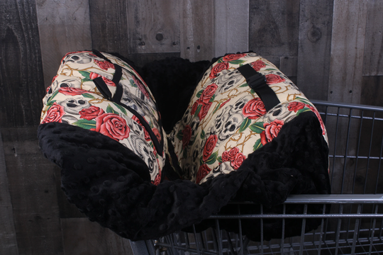 Shopping Cart Cover. High Chair Tan Skulls Boy Girl Cover