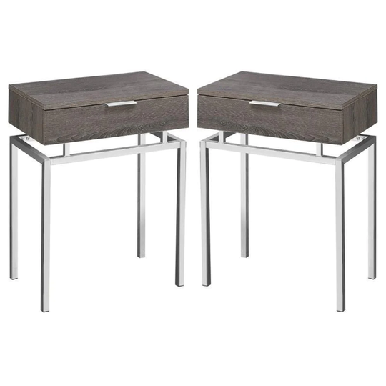 18" End Table in Dark Taupe and Chrome - Set of 2 - 54 x 84