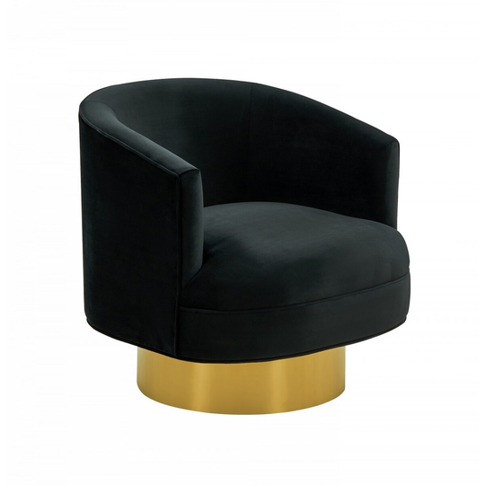 Modern Black and Gold Velvet Accent Chair - 30" x 31" x 31.5"