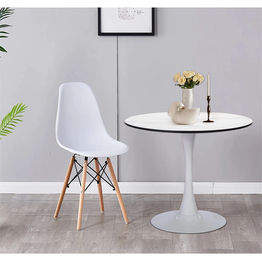 31.5 in. H Round White MDF Wood Tulip Table Mid-Century Dining Table(Seats 4)