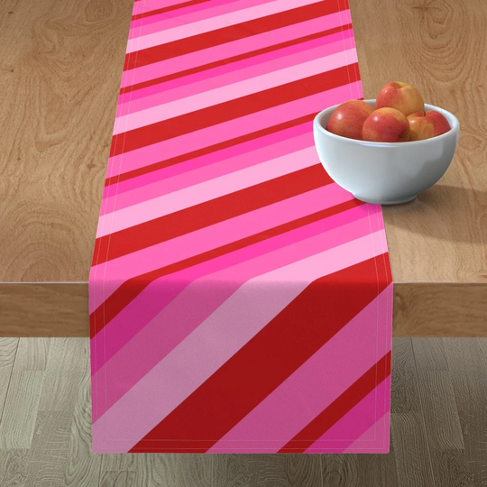 Lovecore Stripes Table Runner - Queen Of Hearts Stripe By Yesterdaycollection Love Cotton Sateen Spoonflower