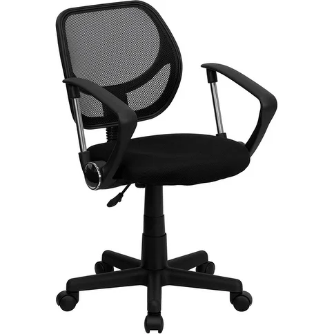 Offex Mid-Back Black Mesh Task Chair and Computer Chair with Arms [OF-WA-3074-BK-A-GG]