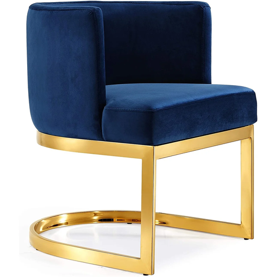 Velvet Accent Chair Upholstered Dining Chair with Polished Chrome Metal Frame