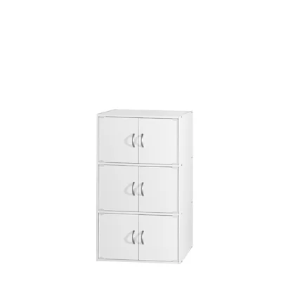 Latitude Run® 3-Shelf, 6-Door Bookcase In White