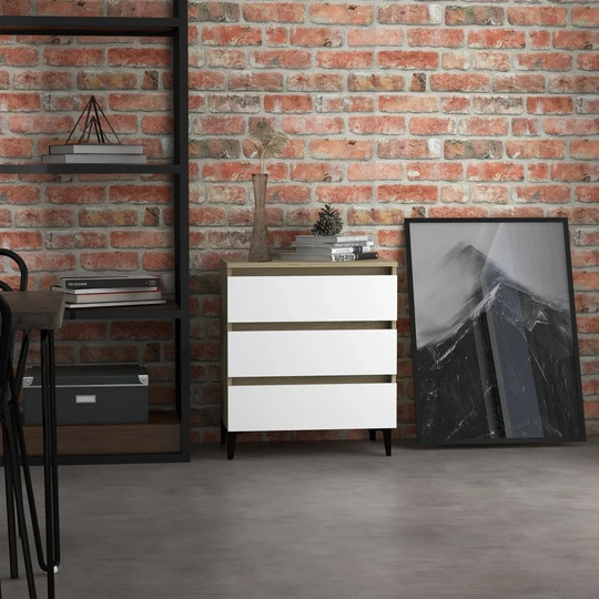 Sideboard White and Sonoma Oak 23.6"x13.8"x27.2" Chipboard