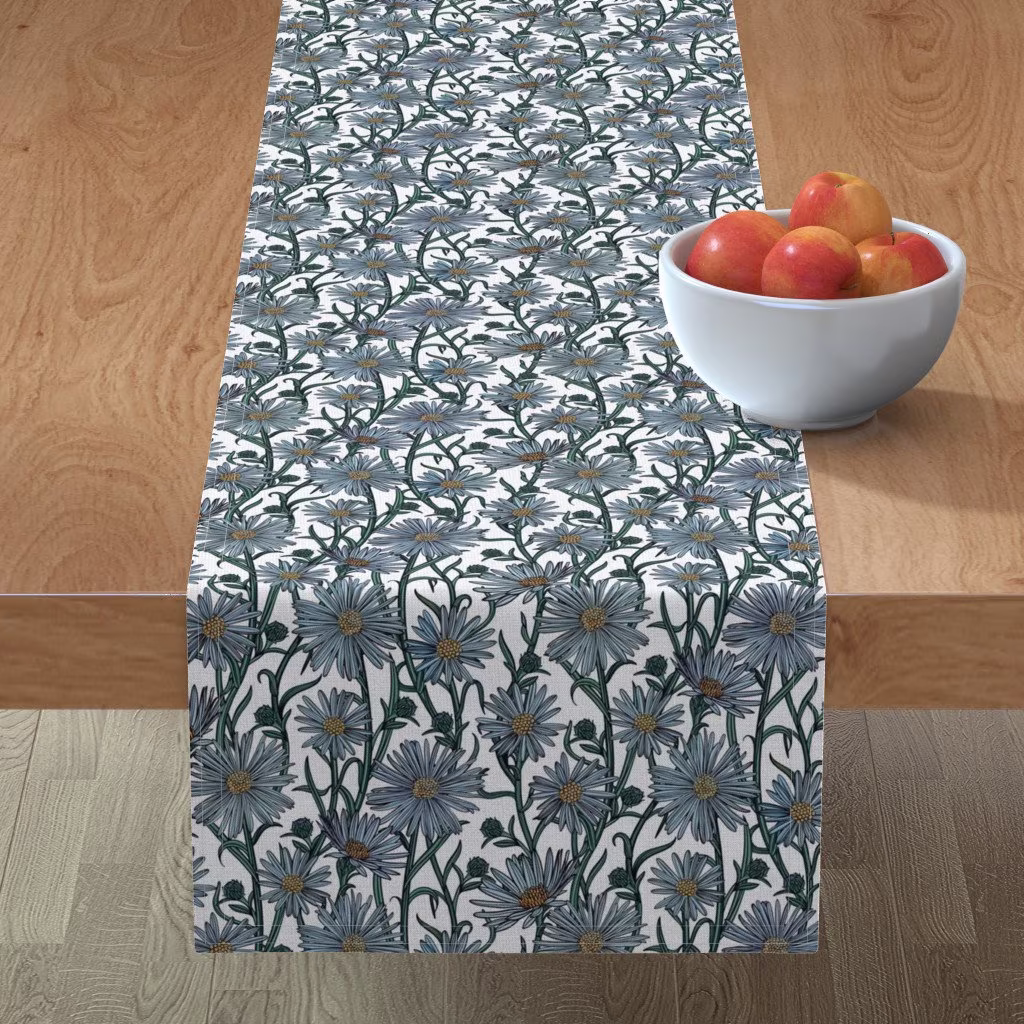 Meadow Table Runner - Wildflowers By New Branch Studio | Melissa Pedersen Light Blue Summer Cotton Sateen Spoonflower