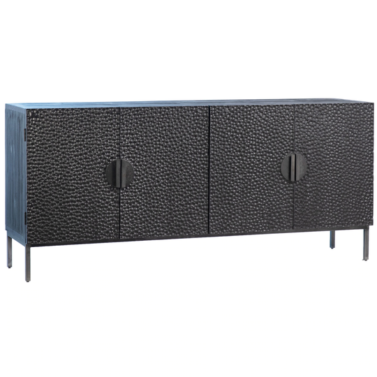 Cordilia 79-inch Black Reclaimed Pine and Iron Contemporary 4-Door Sideboard