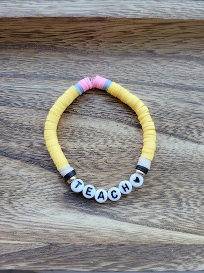 Teacher Bead Bracelet, Stackable Pencil Teacher Gift