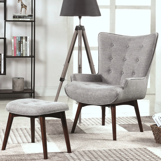 Mid-Century Modern Design Living Room Accent Chair with Matching Ottoman