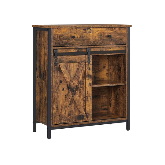 Industrial Storage Sideboard with Sliding Barn Door - 27.6"L x 11.8"W x 31.5"H