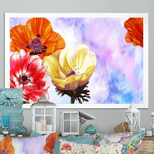 Designart 'Colorful Flowers Painting' Traditional Framed artwork