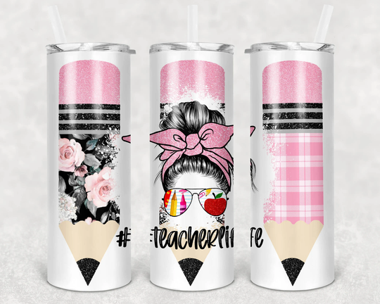 20Oz Skinny Tumbler - Messy Bun Pencil