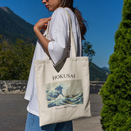 Hokusai - The Great Wave Off Kanagawa Tote Bag -Aesthetic Tote Bag, Artsy Bag, Art Bag, Aesthetic Tote, Hokusai Great Wave Bag