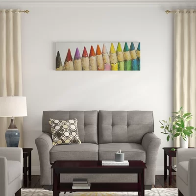 Coloring Pencils Close-up View - Panoramic Print on Canvas