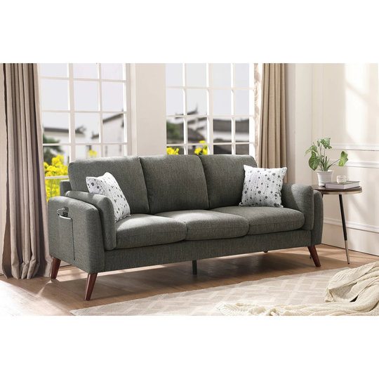 Linen Sofa Couch with USB Charger and Tablet Pocket