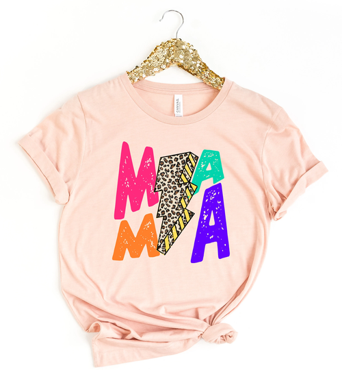 Mama Colorful Shirt, Leopard Print, Mom Rockstar Shirt, Women Mother's Day Shirt Dtf