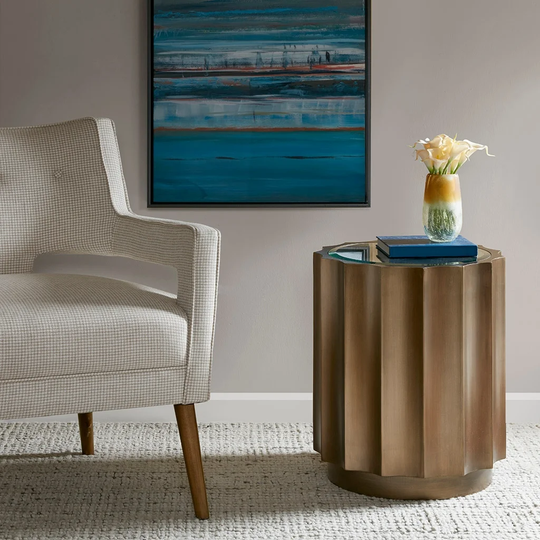 Valentina Accent Table with Glass Top