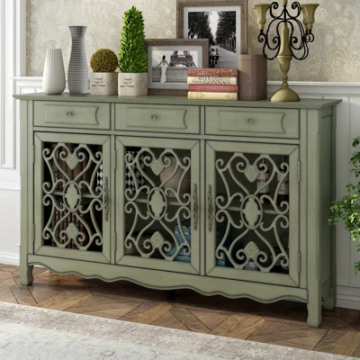 59.8&Lsquo;&Rsquo; Accent Cabinet Modern Console Table Sideboard For Living Room Dining Room With 3 Doors, Drawers And Adjustable Shelves