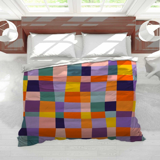 Colorful Comforter Checkered Pattern Comforters Duvets Bedding Abstract