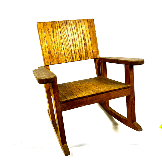 Vintage Oak Childs Rocking Chair Wooden Kids Rocker Indoor Outdoor My40Yearcollection