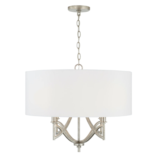 Sylvia 24" 4-light Drum Pendant w/ White Fabric Shade