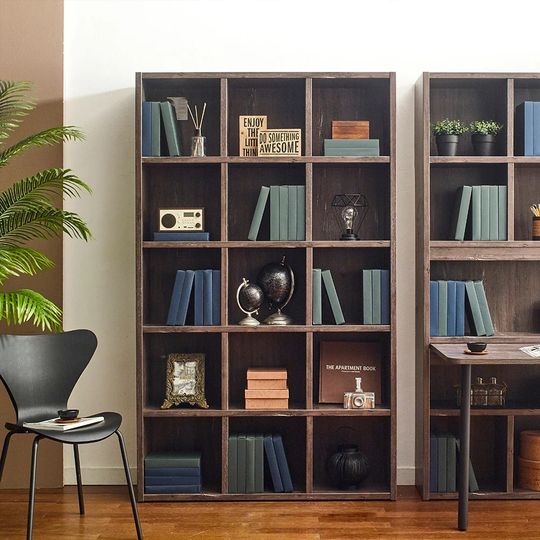 Perry Wood Bookcase in Rustic Gray