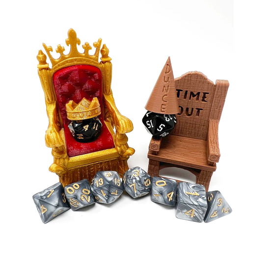 Dice Jail | Time Out Chair Dunce Hat Crit Crown Lucky Throne Of Shame Random 7Pc D20 Set Included