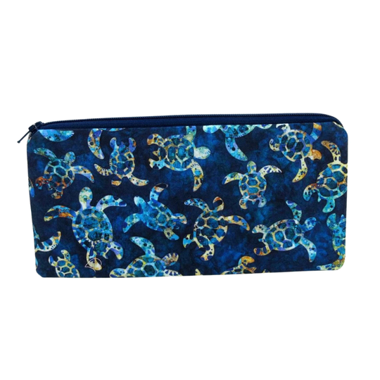 Sea Turtle Pencil Pouch, Zippered Notions Bag