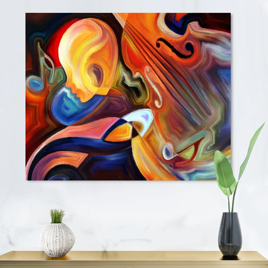Designart 'Colorful Abstract Guitar Illustration I' Modern Canvas artwork