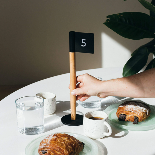 Wooden Table Number Flags - Wedding Signs Cafe Numbers Restaurant Supplies Wood Modern Minimalist Decor Black