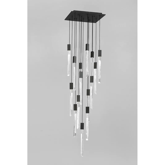 Avenue Lighting 15 Light Flush Mount/Pendant Alpine Black w/ Clear And White Marbleized Blown Glass - Exact Size