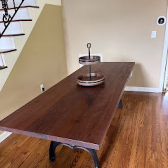 Dining Table Walnut, Kitchen With Metal Legs, Modern Wood Table, Farmhouse Rustic Industrial
