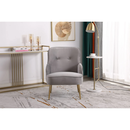 Accent Chair Modern Velvet Upholstered Wide Side Chair with Gold Metal Legs Armchair for Living Room Bedroom