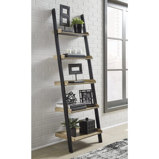 Signature Design by Ashley Gerdanet Light Brown/Black Bookshelf - 29"W x 16"D x 74"H