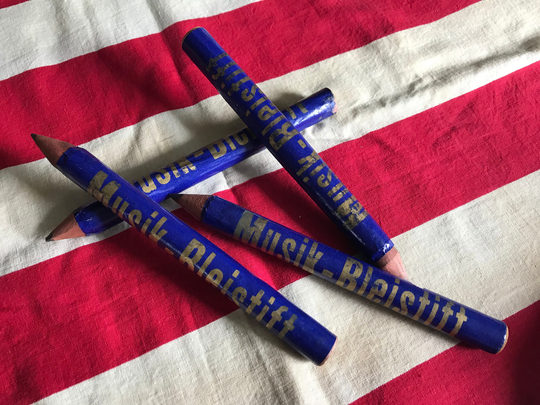One Jumbo Antique German Blue & Gold Music Pencil Old Collectible Vintage Noisemaker Rare Sold Separately Htf Toy Horn Early 1930S Prop