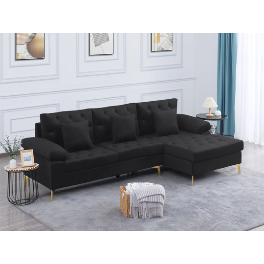 96.5" Right hand facing Sofa and Chaise Velvet