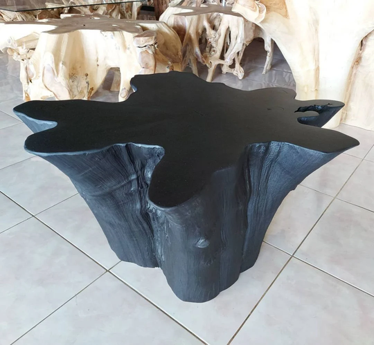 Black Star - Teak Stump Table Wood End Side Outdoor Live Edge