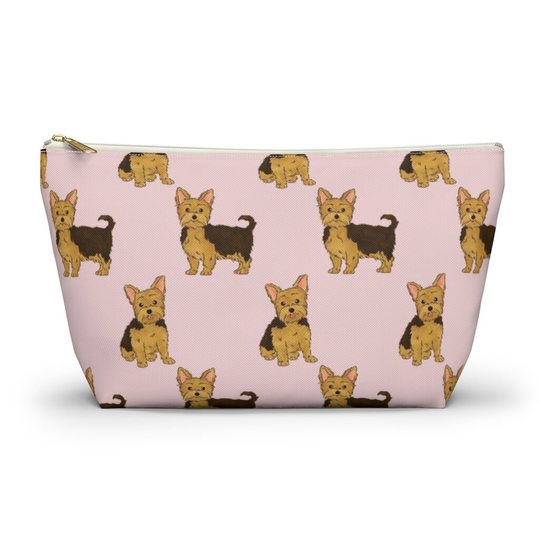 Yorkshire Terrier Pouch, Pencil Case, Dog Custom Teacher Bridesmaid Cosmetic Bag, Yorkie Mom Zipper Makeup Bag Accessory Pouch