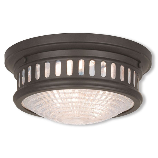 Livex Lighting Berwick Bronze-finished Steel/Glass 2-light Ceiling Mount