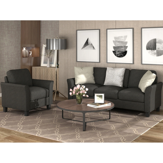 2-piece Sets with Fabric Upholstered Single Chair and 3-seat Sofa Sets