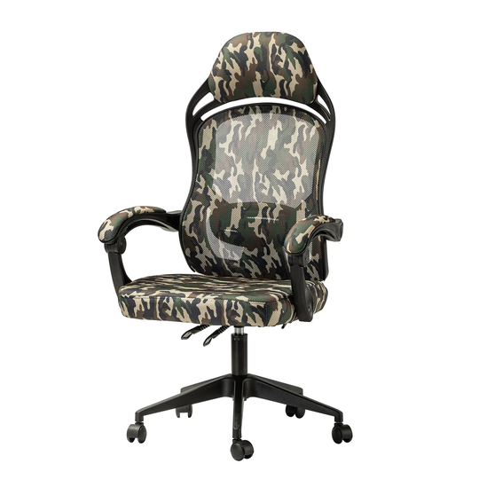 Swivel Camouflage Gaming Chair with Adjustable Height, Green