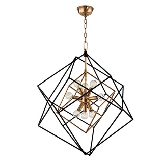Roundout 9-light Aged Brass Pendant