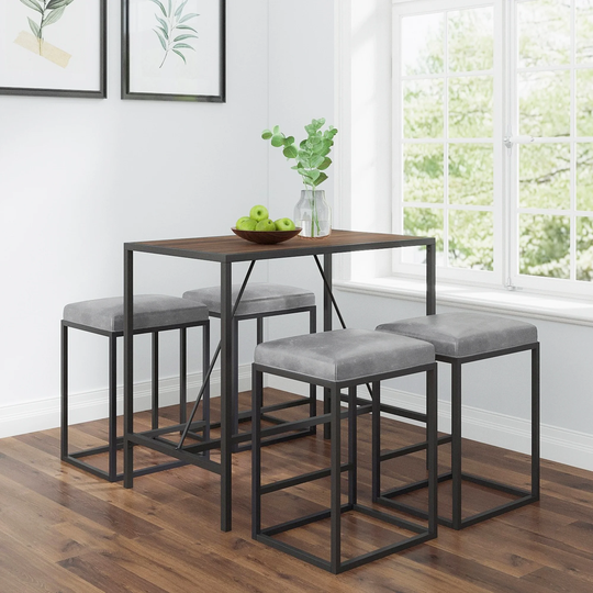 Walnut Rectangular Wood Dining Table with Metal Frame