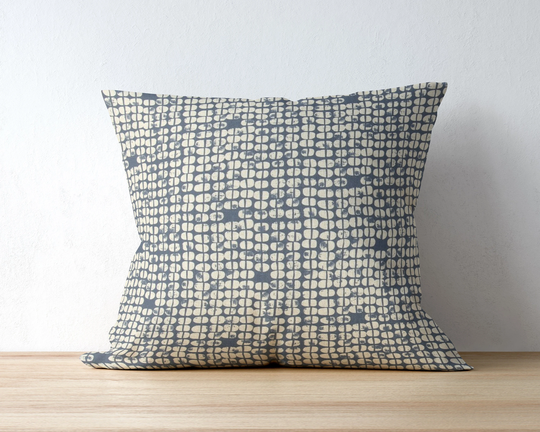Blue Linen Pillow Cover For Sofa & Bedroom, Boho Decor Accent With Zipper, Throw Nursery Decor, Decorative