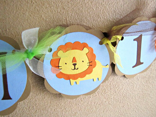 Safari Party High Chair Banner, Jungle Highchair Animal 1st Birthday Banner