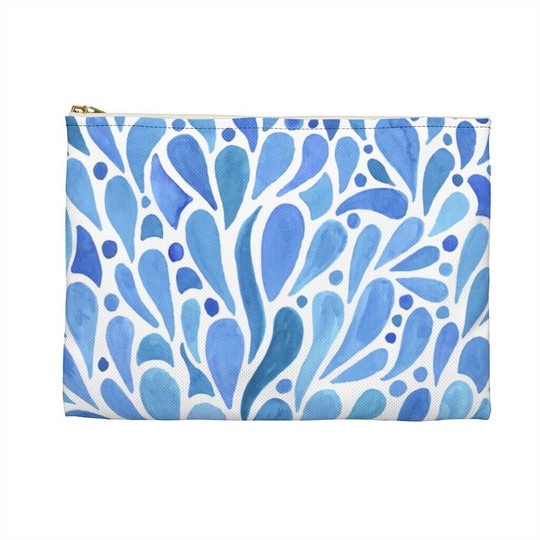 Watercolor Accessory Pouch, Water Pattern, Zipper Pencil Case, Coin Purse