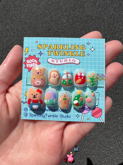 Sparklingtwinkle Handmade 3D Press On Nails