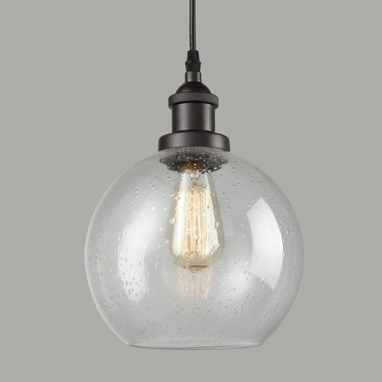 Bellaria Industrial Vintage Bubble Glass Pendant Light Metal Hanging Lighting