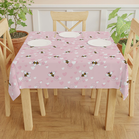 Honey Bee Hearts Table Cloth Kitchen & Dining Tablecloth Decor Housewarming Gift For The Home Gifts Her